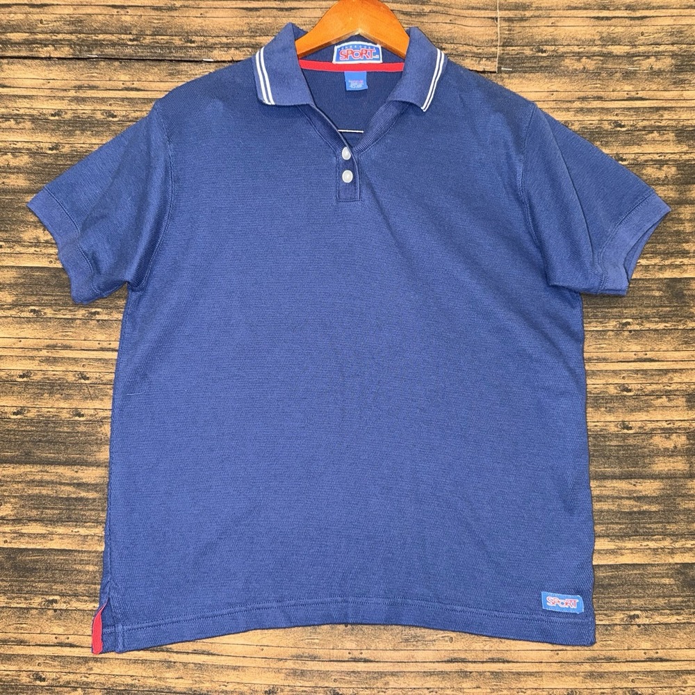 Vintage 90s Dunbrooke Sport Women's Blue Polo Shirt Size M 100% Cotton